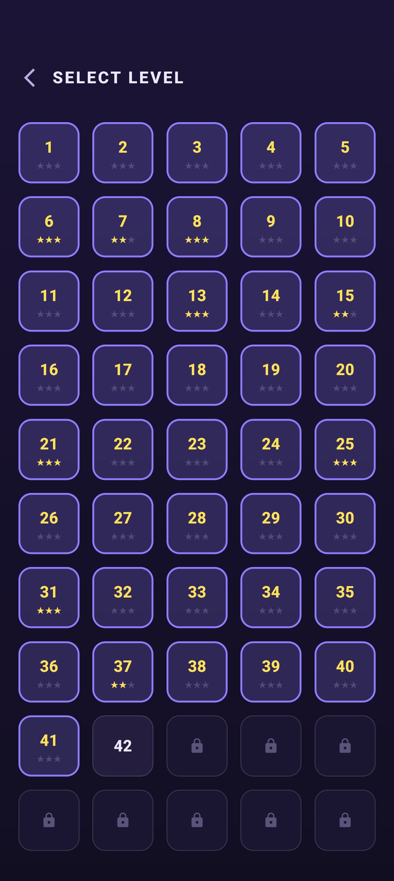 Klack Sort level select