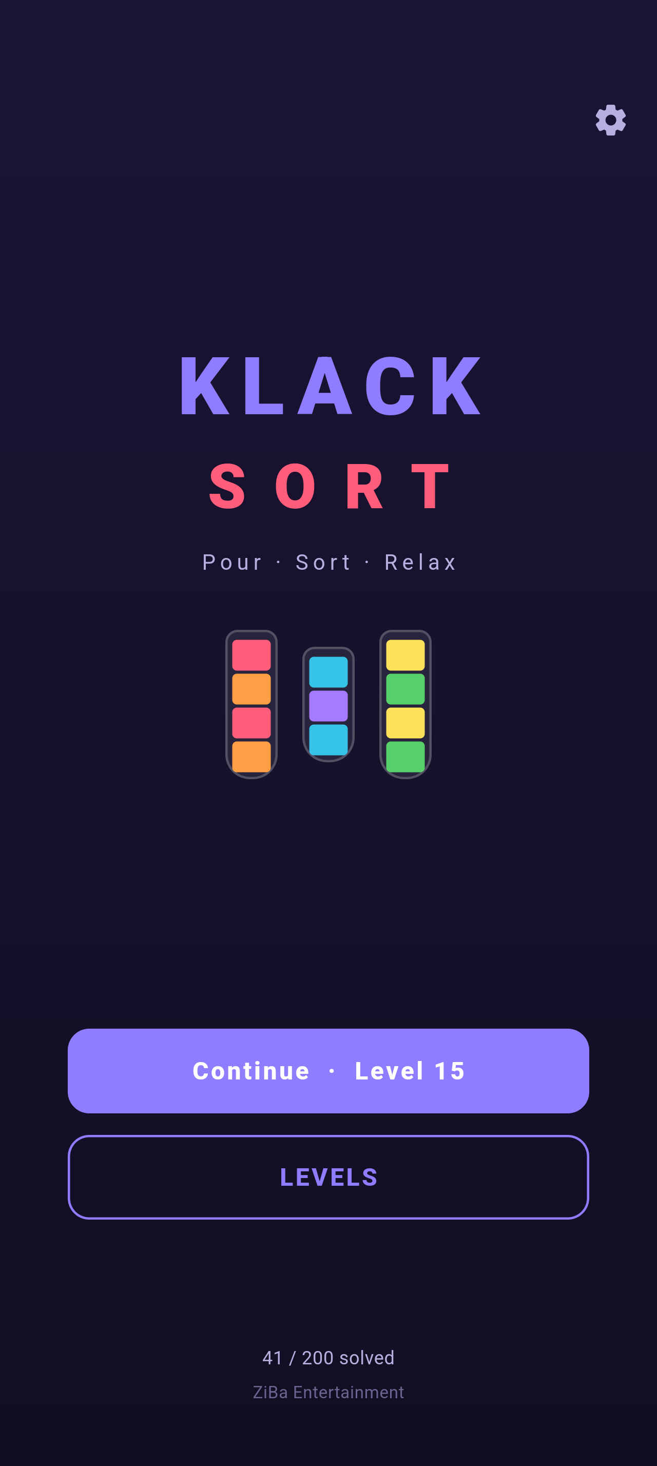 Klack Sort home screen