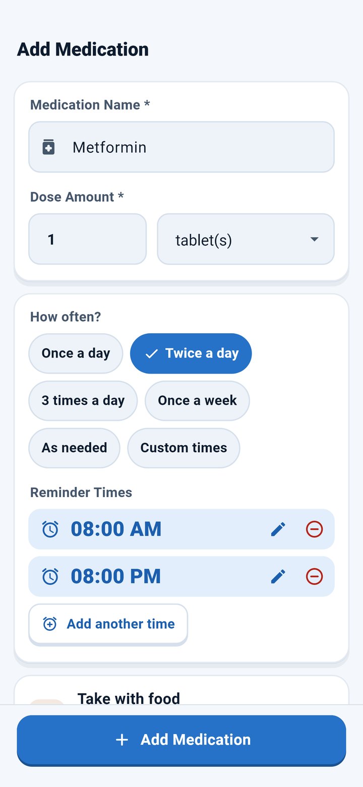 MedMate add medication screen
