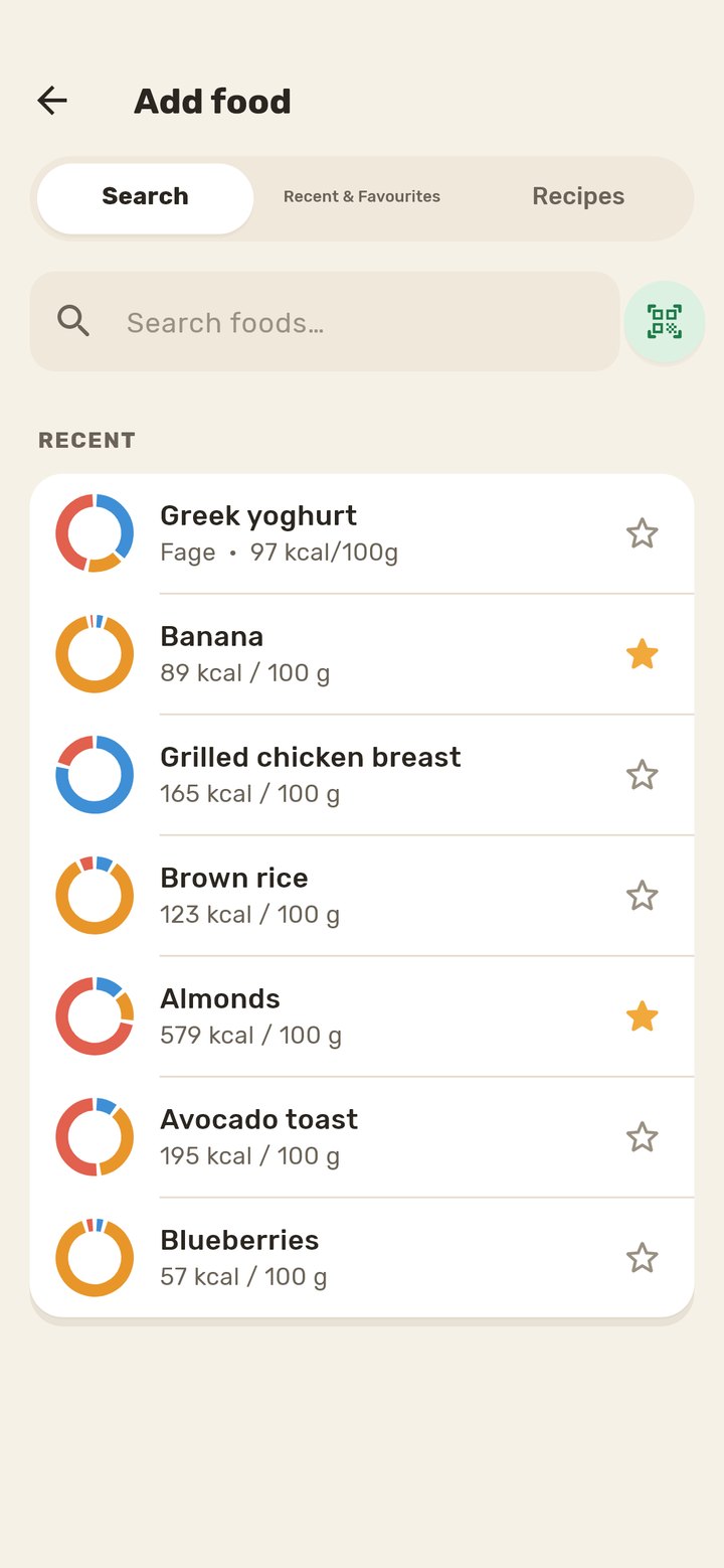 PlateSimple add food screen