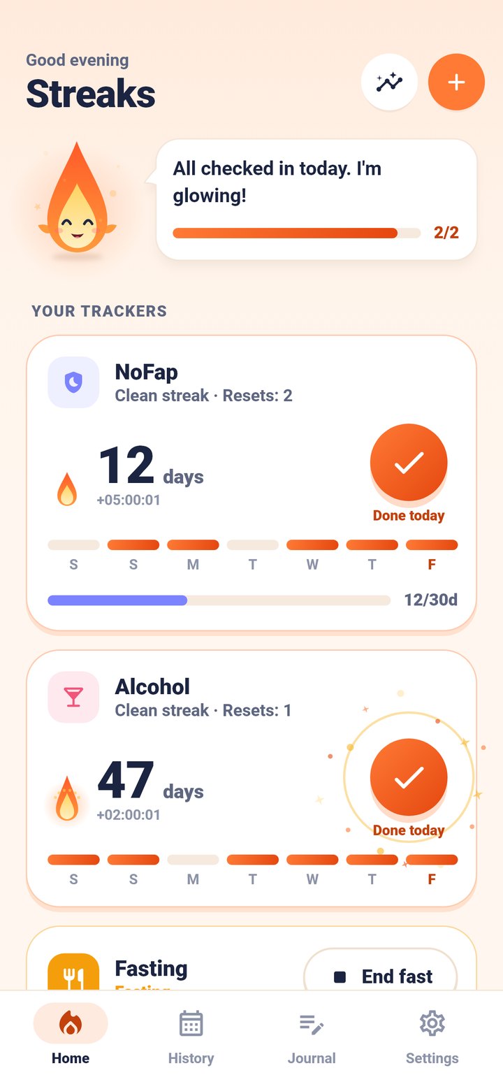Streaks screenshot dashboard
