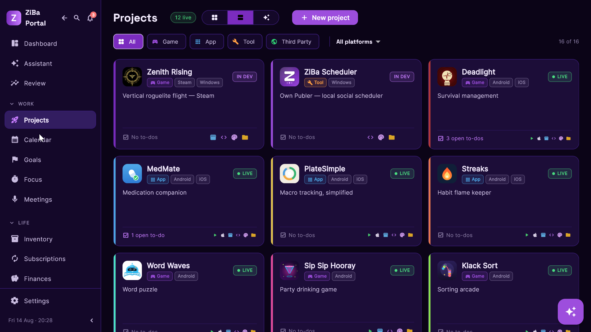 ZiBa Portal projects